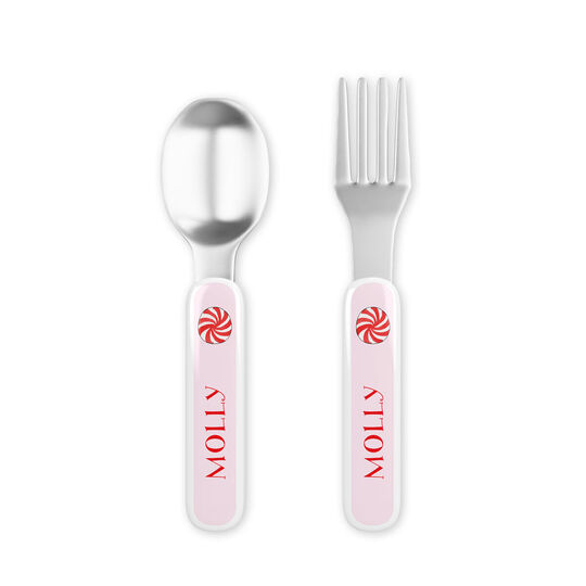 Peppermint Toddler Stainless Steel Fork and Spoon Set